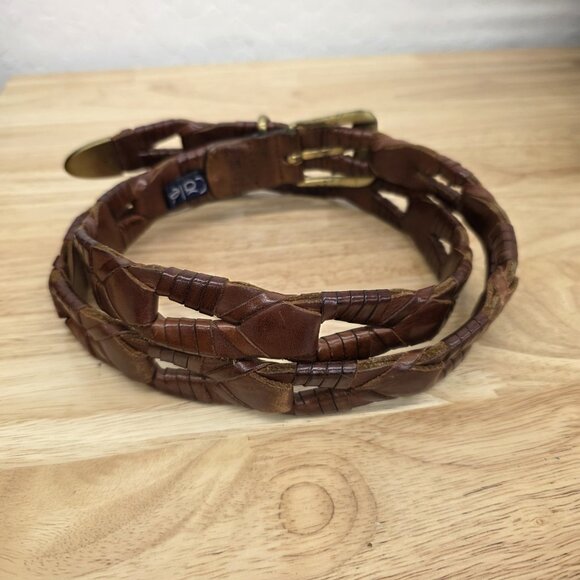 Cale Spanish Brown Leather Braided Boho Western Belt Sz 36 Statement Belt - Picture 2 of 9
